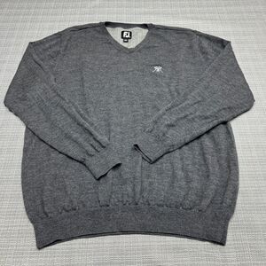 Footjoy Sweater Mens XL Grey Pullover V Neck 100% Wool Golf Casual‎ Gorpcore